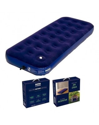 Colchão Inflável Solteiro Com Fole Acampamento Multiuso
